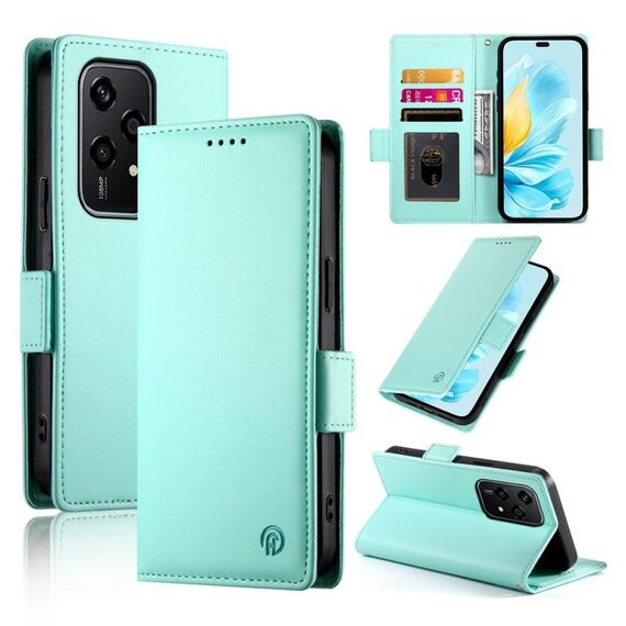 Custodia per telefono in pelle smerigliata magnetica con fibbia laterale globale per Honor 200 Lite (verde menta)