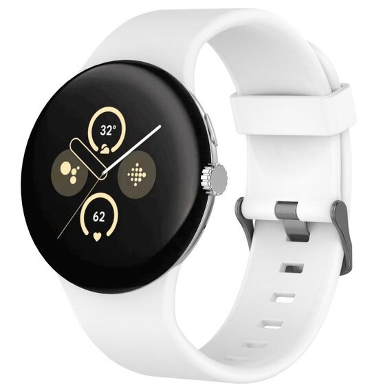 Per Google Pixel Watch 3 45mm Cinturino sportivo in silicone tinta unita (bianco)