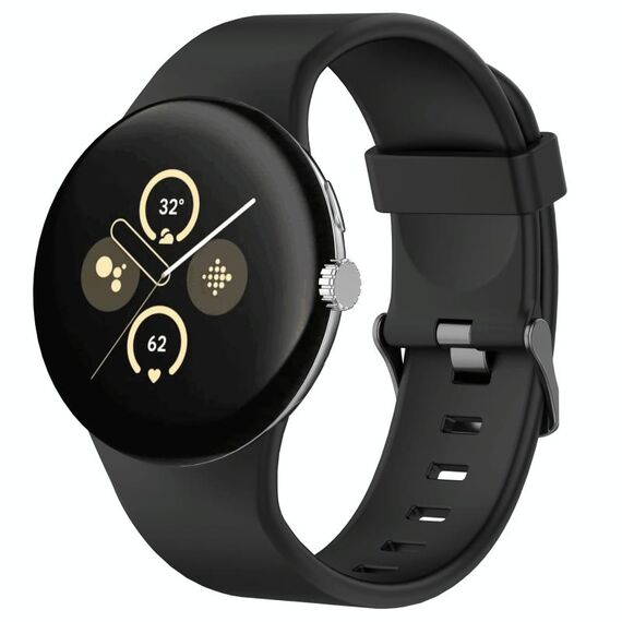Per Google Pixel Watch 3 45mm Cinturino sportivo in silicone tinta unita (nero)