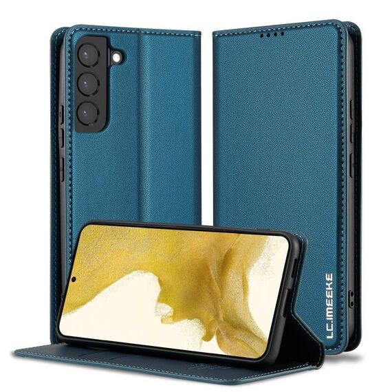 Per Samsung Galaxy S22 5G LC.IMEEKE L1 Series Custodia per telefono in PU con texture fine e smerigliata (blu)