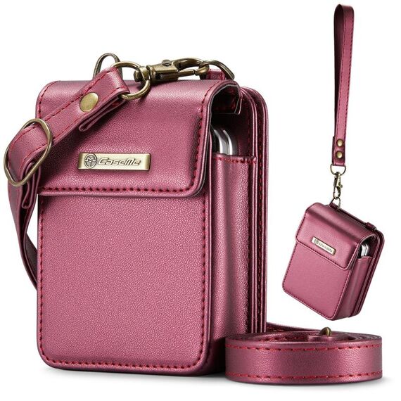 Per Samsung Z Flip Series CaseMe Me50 Mini Lanyard Borsa universale (rosso vino)