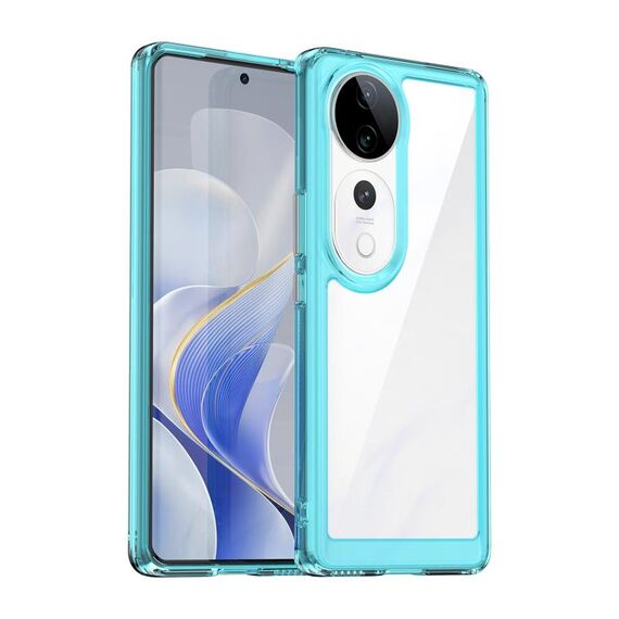 Per vivo V40 5G Custodia per telefono in TPU ibrida acrilica serie colorata (blu trasparente)