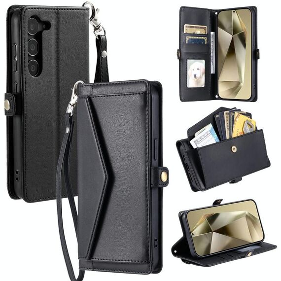 Per Samsung Galaxy S23 5G Portafoglio Multi-Slot per schede Custodia in pelle per telefono (Nero)