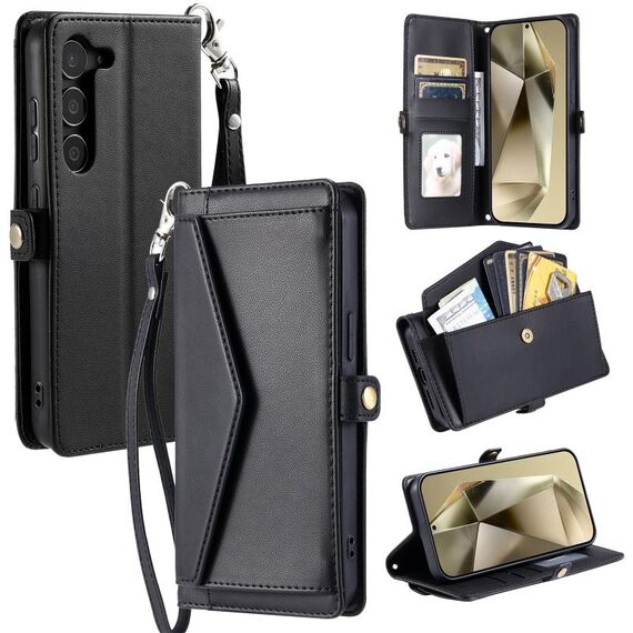 Per Samsung Galaxy S23+ 5G Portafoglio Multi-Slot per Carta Custodia per Telefono in Pelle (Nero)