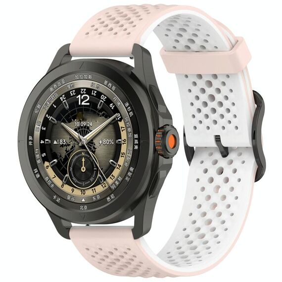 Per Xiaomi Watch S4 Sport Liquid Two Color Silicone Watch Band (Rosa Bianco)
