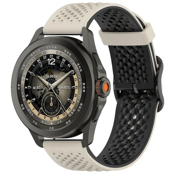 Per Xiaomi Watch S4 Sport Liquid Two Color Silicone Watch Band (Starlight Black)