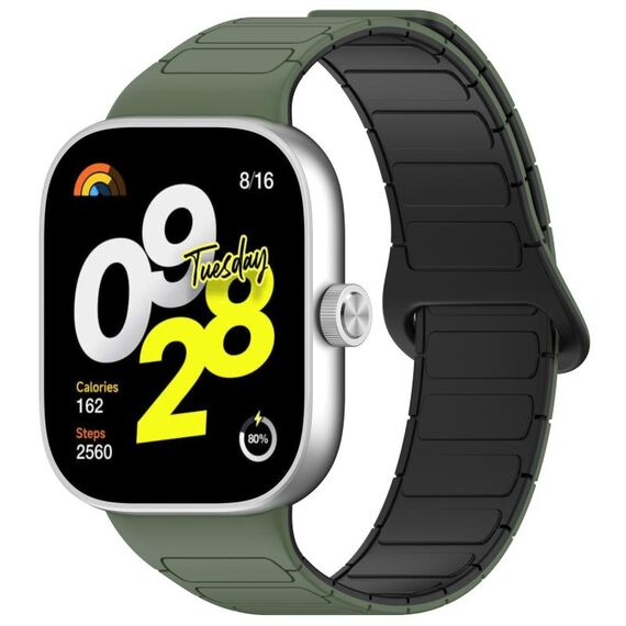 Per Redmi Watch 4 Reverse Buckle Cinturino in silicone magnetico (verde militare nero)