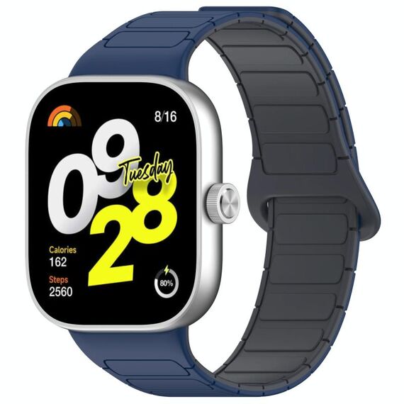 Per Redmi Watch 4 Reverse Buckle Cinturino Magnetico in Silicone (Blu Notte Grigio)