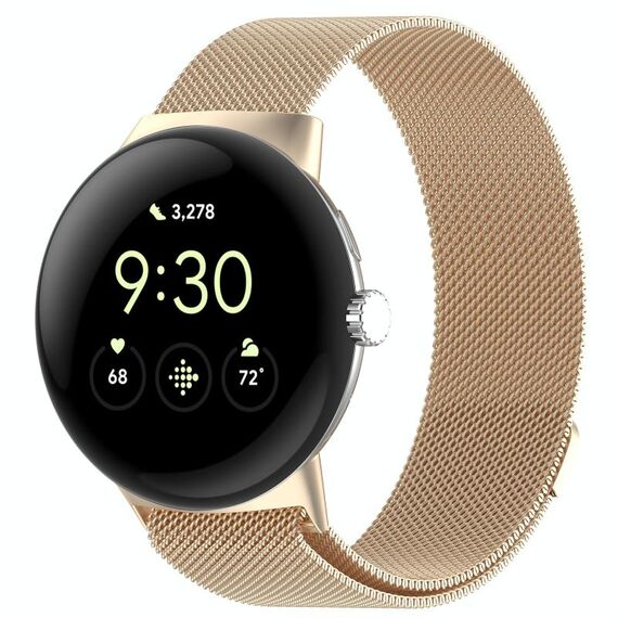 Per Google Pixel Watch 3 41mm Milanese Metal Magnetic Watch Band (Champagne Gold)