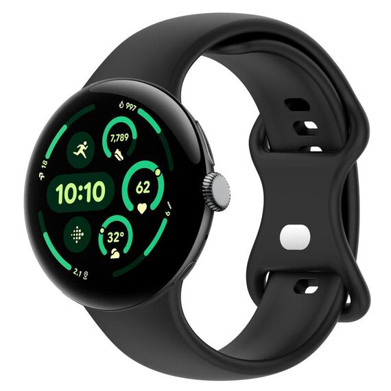 Per Google Pixel Watch 3 41mm cinturino in silicone con fibbia a farfalla tinta unita, taglia: L (nero)