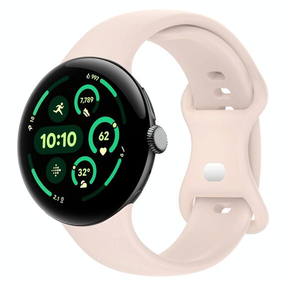 Per Google Pixel Watch 3 41mm cinturino in silicone con fibbia a farfalla tinta unita, taglia: L (rosa)