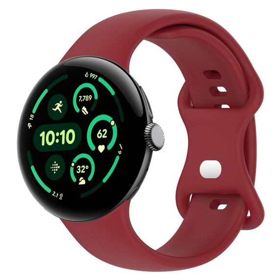 Per Google Pixel Watch 3 41mm cinturino in silicone con fibbia a farfalla tinta unita, taglia: L (rosso)
