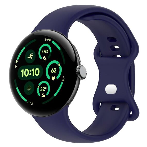 Per Google Pixel Watch 3 41mm cinturino in silicone con fibbia a farfalla tinta unita, taglia: L (blu scuro)