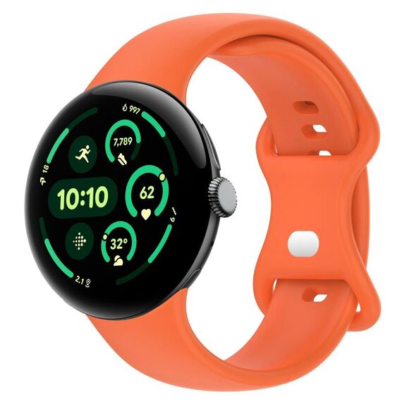 Per Google Pixel Watch 3 41mm cinturino in silicone con fibbia a farfalla tinta unita, taglia: L (arancione)