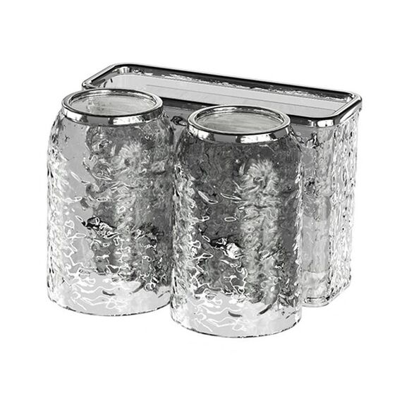 Porta spazzolino da denti da bagno Portaoggetti multifunzionale per la casa, stile: doppia tazza trasparente grigio