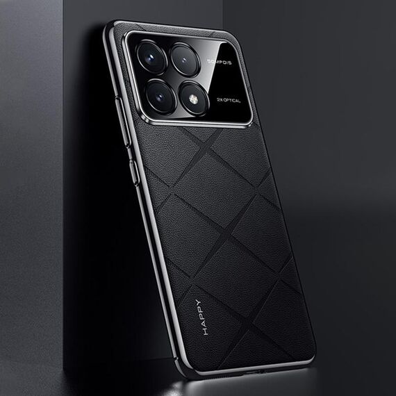 Per Redmi K70 / K70 Pro Custodia per telefono in pelle liscia per PC (nero)