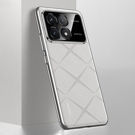 Per Redmi K70 / K70 Pro Custodia per telefono in pelle liscia per PC (bianca)