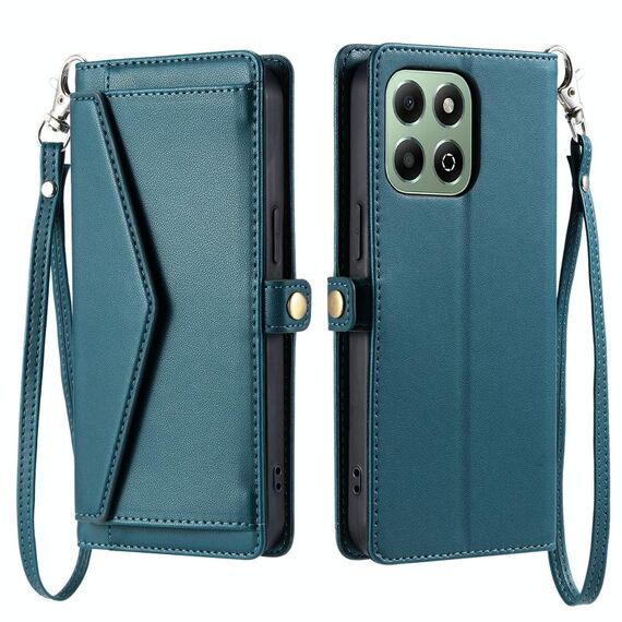 Per Honor X6b / X6a Portafoglio Multi-Slot per Scheda Custodia in Pelle per Telefono con Laccetto (Verde)