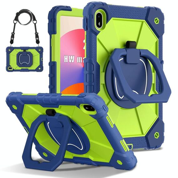 Per Huawei Matepad SE 11 2024 Custodia per tablet PC ibrida in silicone con robot a contrasto di colore (blu navy, giallo e verde)