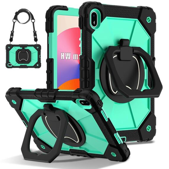 Per Huawei Matepad SE 11 2024 Custodia per tablet PC ibrida in silicone con robot a contrasto (nero verde menta)