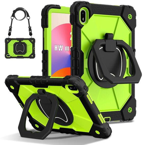 Per Huawei Matepad SE 11 2024 Custodia per tablet PC ibrida in silicone con robot a contrasto di colore (nero giallo verde)