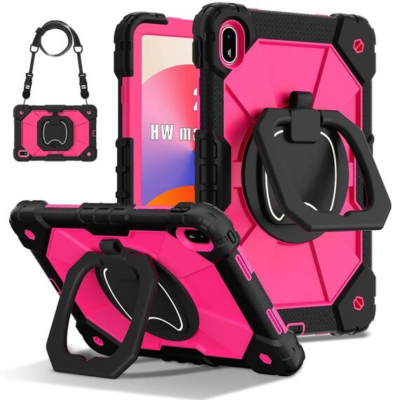 Per Huawei Matepad SE 11 2024 Custodia per tablet PC ibrida in silicone con robot a contrasto di colore (nero, rosa, rosso)
