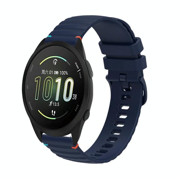Per Garmin Forerunner 165 Wavy Dots Stitched 20mm cinturino in silicone (blu navy)