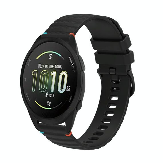 Per Garmin Forerunner 165 Wavy Dots Stitched 20mm cinturino in silicone (nero)