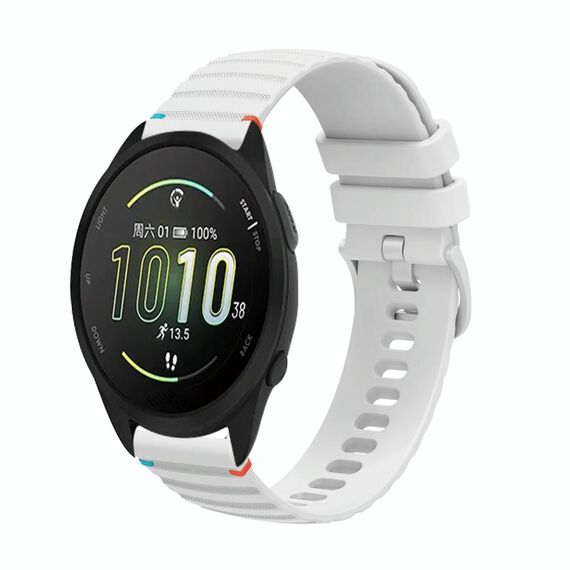 Per Garmin Forerunner 165 Music Wavy Dots Stitched 20mm Cinturino in silicone (bianco)