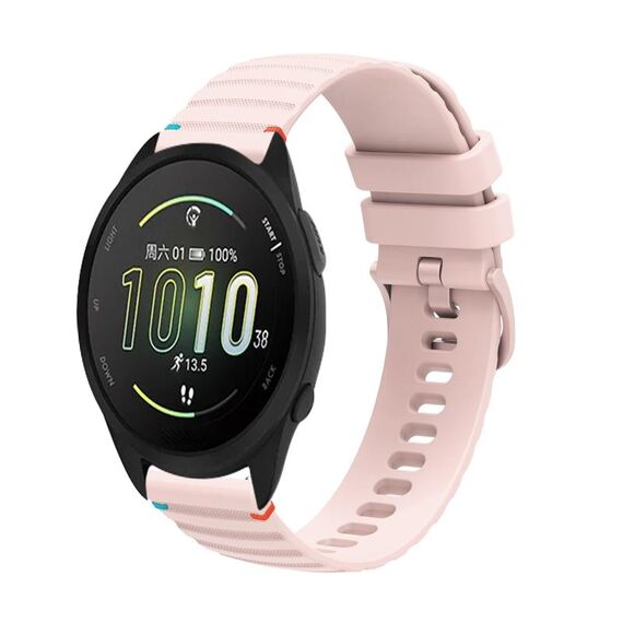Per Garmin Forerunner 165 Music Wavy Dots Stitched 20mm Cinturino in silicone (rosa)