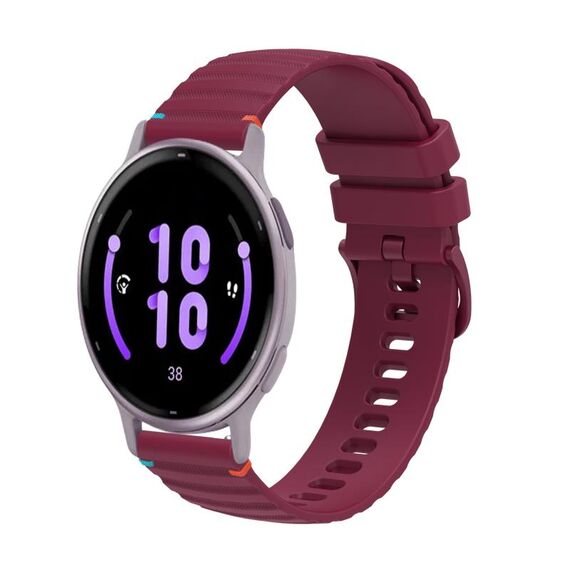 Per Garmin Vivoactive 5 cinturino in silicone ondulato punteggiato cucito da 20 mm (rosso vino)