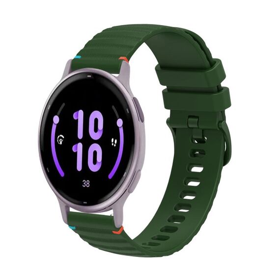 Per Garmin Vivoactive 5 Wavy Dots Stitched 20mm cinturino in silicone (verde militare)