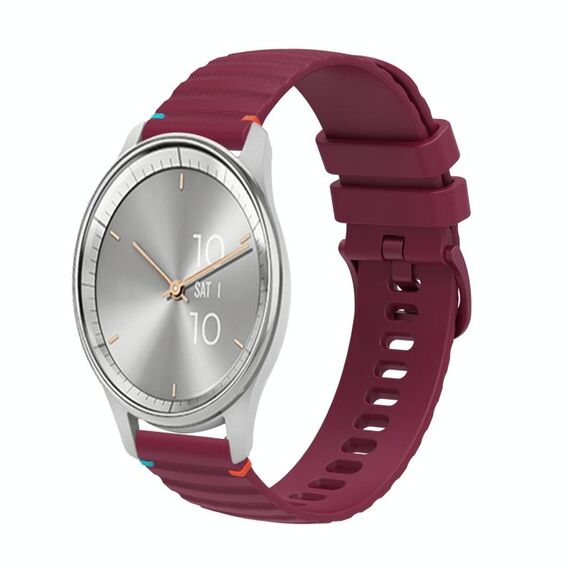 Per Garmin Move Trend Wavy Dotted Stitched 20mm cinturino in silicone (rosso vino)