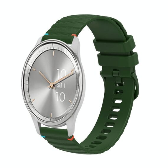 Per Garmin Move Trend Wavy Dotted Stitched 20mm cinturino in silicone (verde militare)