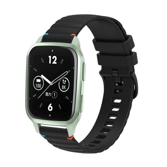 Per Garmin Venu SQ2 Wavy Dotted Stitched 20mm Cinturino in silicone (nero)