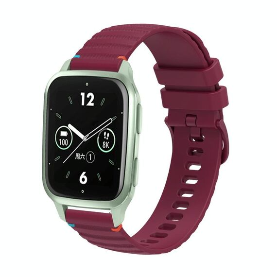 Per Garmin Venu SQ2 Wavy Dotted Stitched 20mm Cinturino in silicone per orologio (rosso vino)