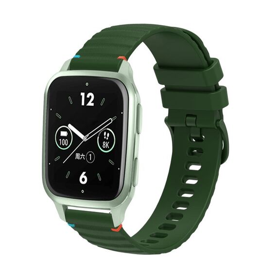 Per Garmin Venu SQ2 Wavy Dotted Stitched 20mm Cinturino in silicone (verde militare)