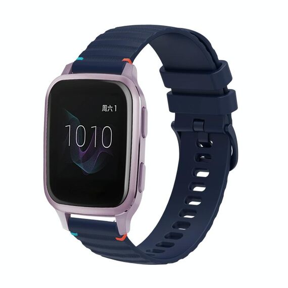 Per cinturino in silicone da 20 mm con cuciture ondulate e punteggiate per Garmin Venu SQ (blu navy)