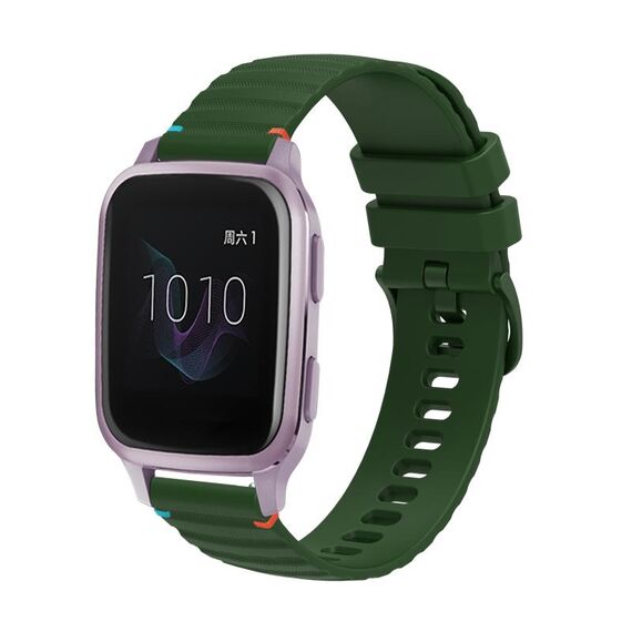 Per Garmin Venu SQ Wavy Dotted Stitched 20mm cinturino in silicone (verde militare)