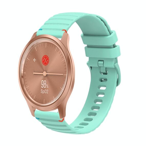 Per Garmin Move Style Wavy Dotted Stitched 20mm cinturino in silicone per orologio (verde acqua)