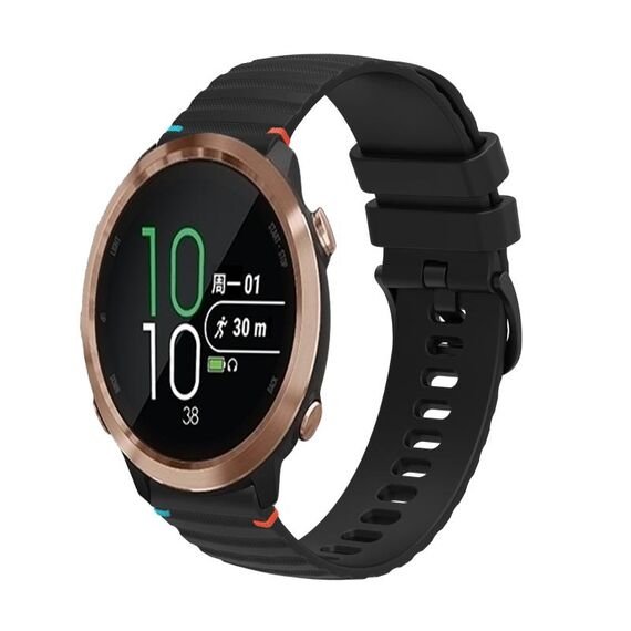 Per Garmin Forerunner 645 Music Wavy Dotted Stitched 20mm Cinturino in silicone (nero)