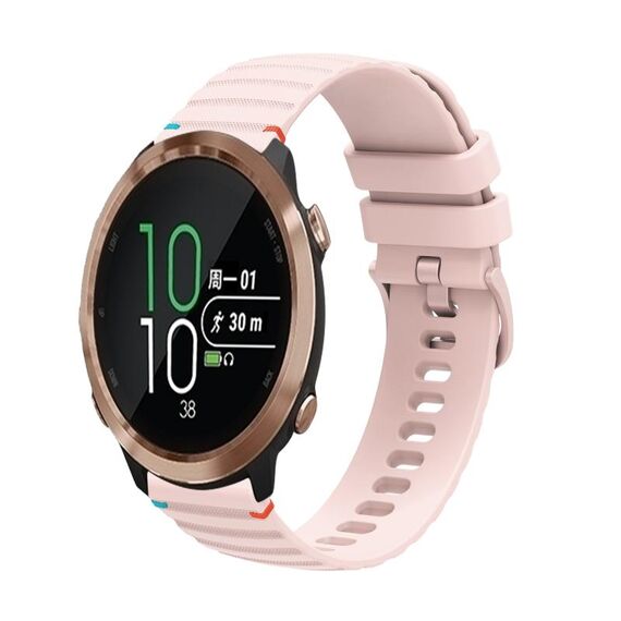 Per Garmin Forerunner 645 Music Wavy Dots Stitched 20mm Cinturino in silicone (rosa)