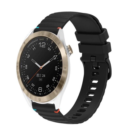 Per Garmin Approach S40 Wavy Dots Stitched 20mm cinturino in silicone (nero)