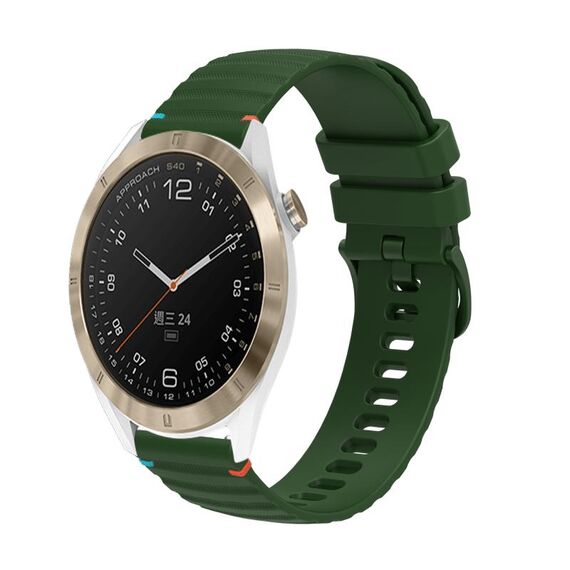Per Garmin Approach S40 Wavy Dots Stitched 20mm cinturino in silicone (verde militare)