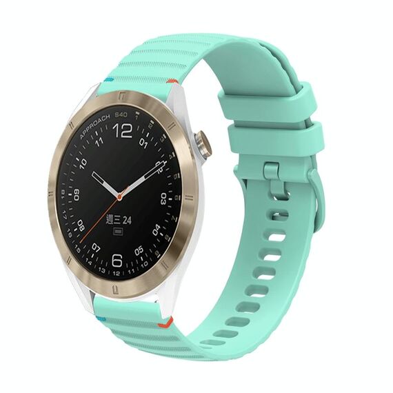 Per Garmin Approach S40 Wavy Dots Stitched 20mm cinturino in silicone (verde acqua)