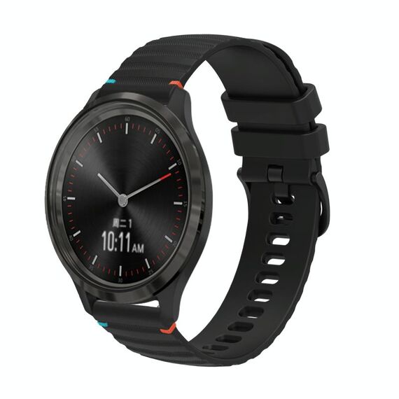 Per Garmin Move 3 Wavy Dots Stitched 20mm cinturino in silicone (nero)