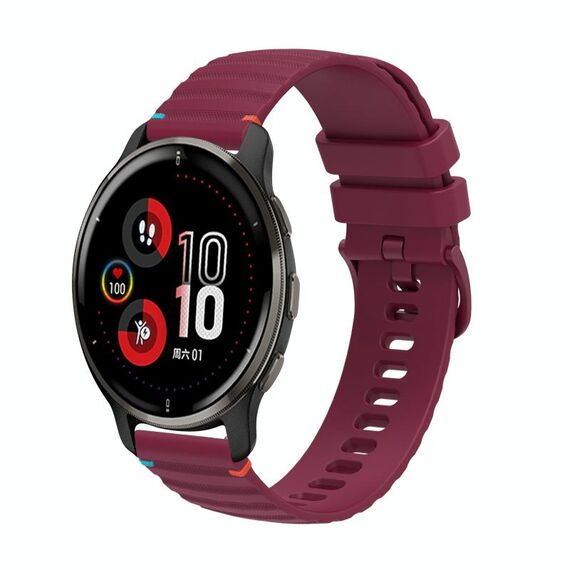 Per Garmin Venu 2 Plus Wavy Dots Stitched 20mm cinturino in silicone (rosso vino)