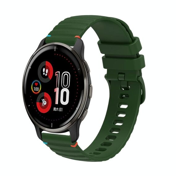Per Garmin Venu 2 Plus Wavy Dots Stitched 20mm cinturino in silicone (verde militare)