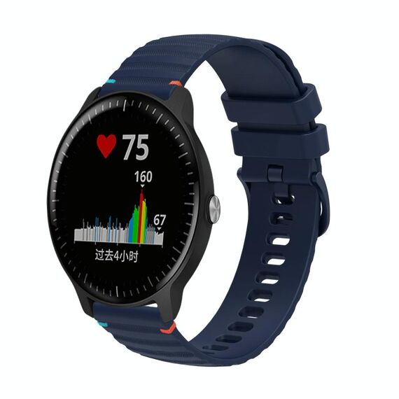 Per Garmin Vivoactive 3 Music cinturino in silicone ondulato punteggiato cucito da 20 mm (blu navy)