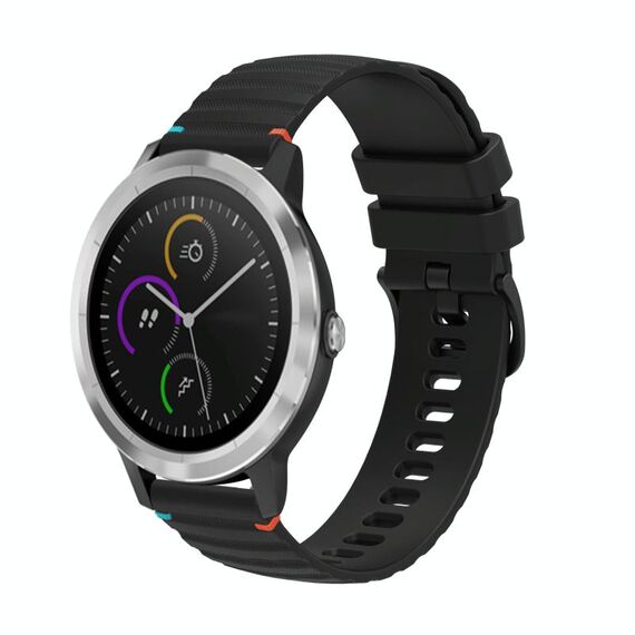 Per Garmin Vivoactive 3 Wavy Dots Stitched 20mm cinturino in silicone (nero)